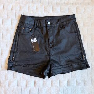 NWT Women’s Black High-Waist Shorts with Side Zippers